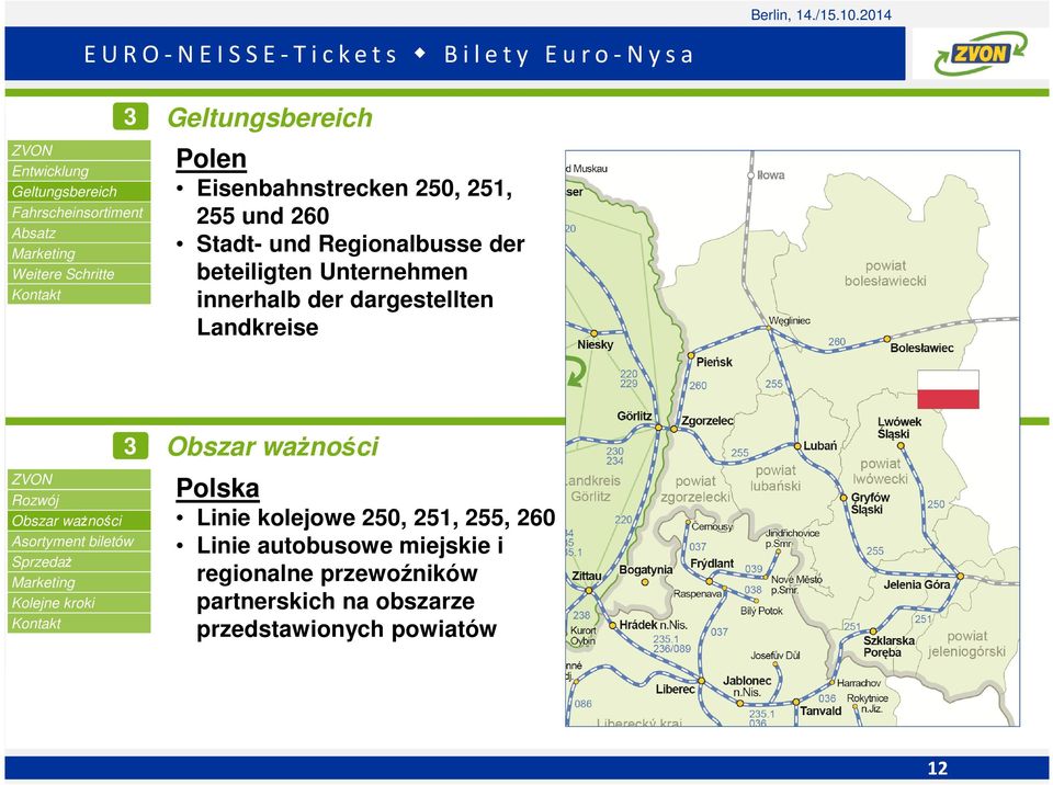 Polska Linie kolejowe 250, 251, 255, 260 Linie autobusowe miejskie i