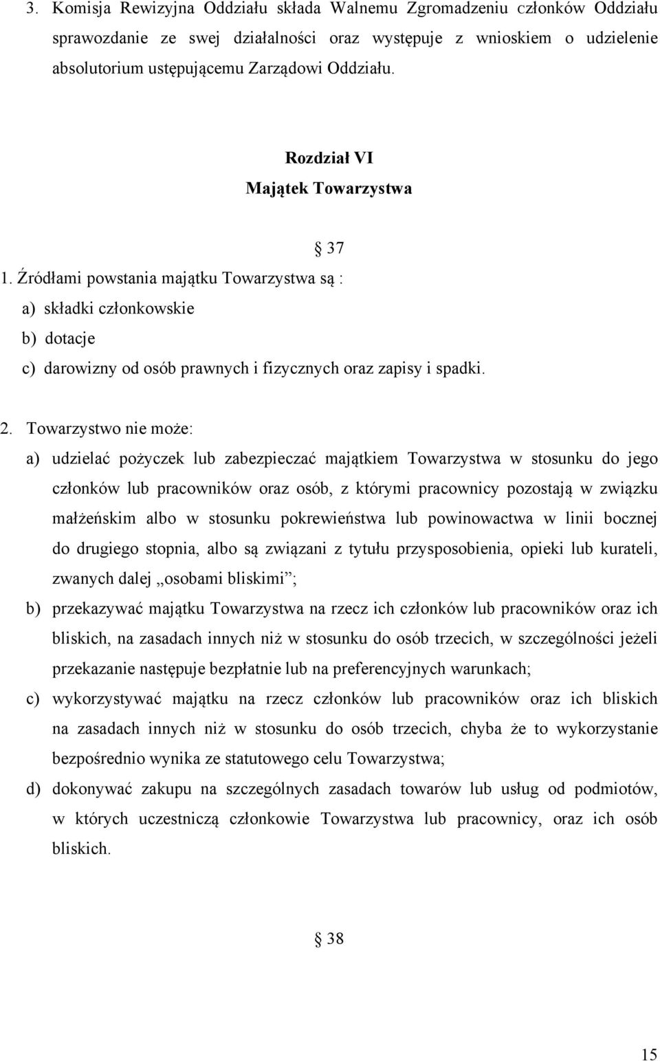 Towarzystwo nie może: a) udzielać pożyczek lub zabezpieczać majątkiem Towarzystwa w stosunku do jego członków lub pracowników oraz osób, z którymi pracownicy pozostają w związku małżeńskim albo w