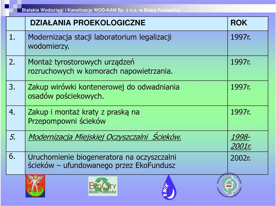 Zakup wirówki kontenerowej do odwadniania osadów pościekowych. 4.