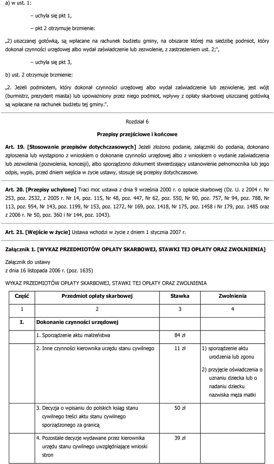 zaświadczenie lub zezwolenie, z zastrzeżeniem ust. 2;", uchyla się pkt 3, b) ust. 2 otrzymuje brzmienie: 2.