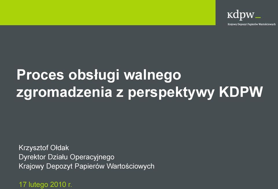 Dyrektor Działu Operacyjnego Krajowy