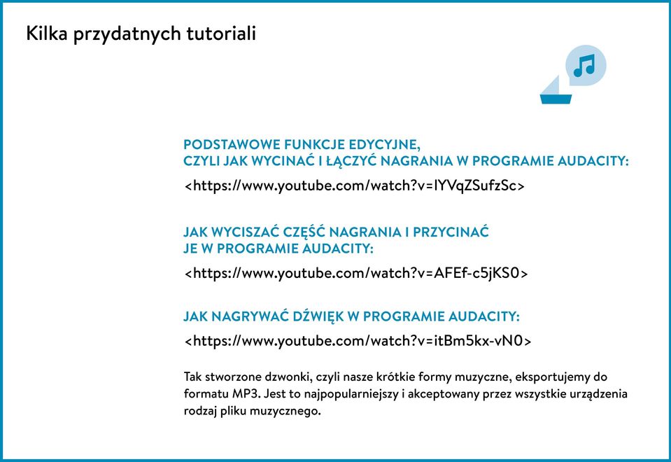 youtube.com/watch?v=itbm5kx-vn0> Tak stworzone dzwonki, czyli nasze krótkie formy muzyczne, eksportujemy do formatu MP3.