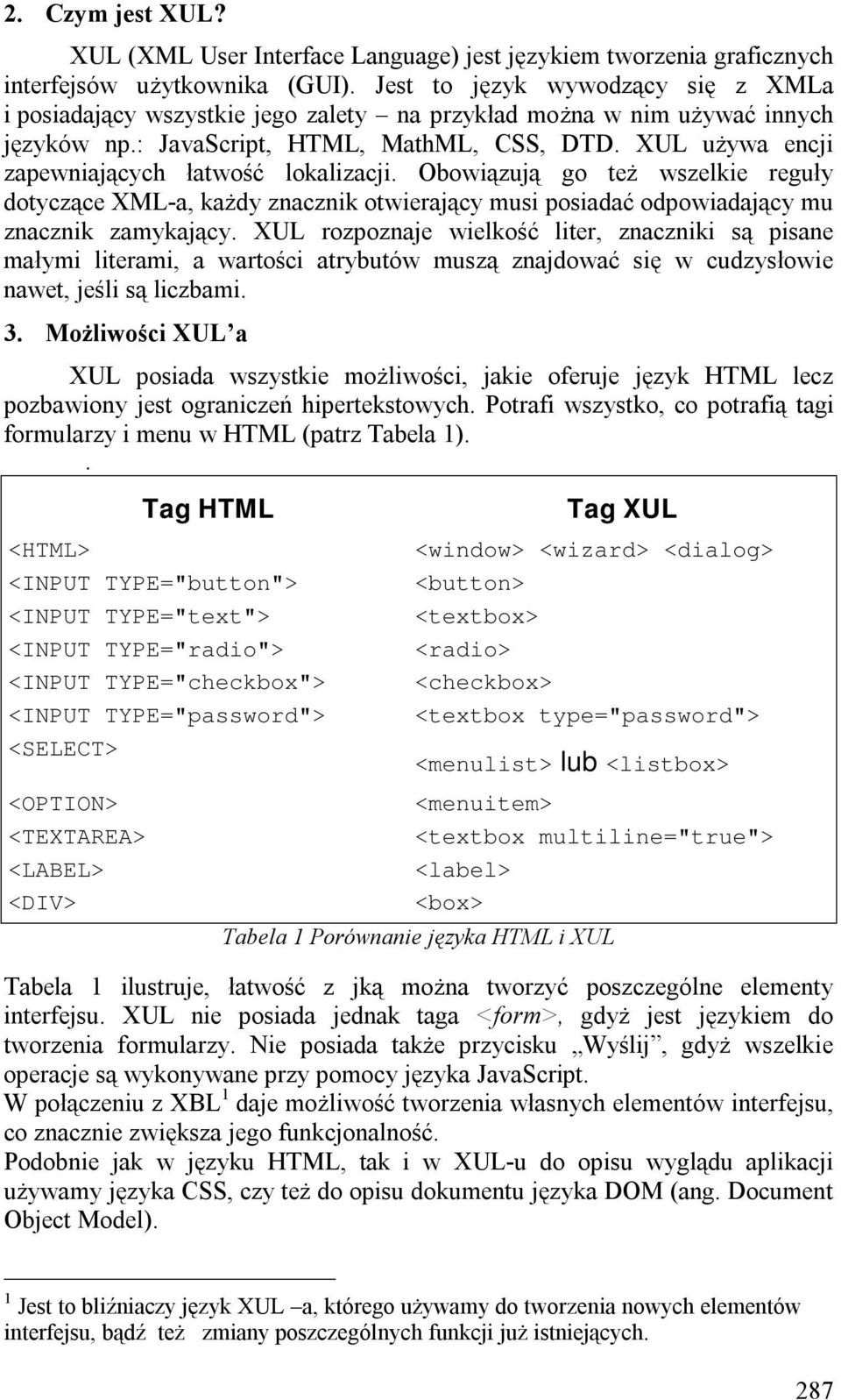 XUL używa encji zapewniających łatwość lokalizacji. Obowiązują go też wszelkie reguły dotyczące XML-a, każdy znacznik otwierający musi posiadać odpowiadający mu znacznik zamykający.