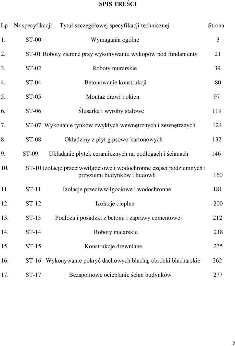 ST-07 Wykonanie tynków zwykłych wewnętrznych i zewnętrznych 124 8. ST-08 Okładziny z płyt gipsowo-kartonowych 132 9. ST-09 Układanie płytek ceramicznych na podłogach i ścianach 146 10.