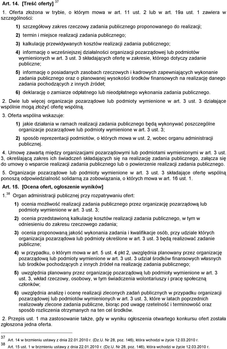 realizacji zadania publicznego; 4) informację o wcześniejszej działalności organizacji pozarządowej lub podmiotów wymienionych w art. 3 ust.