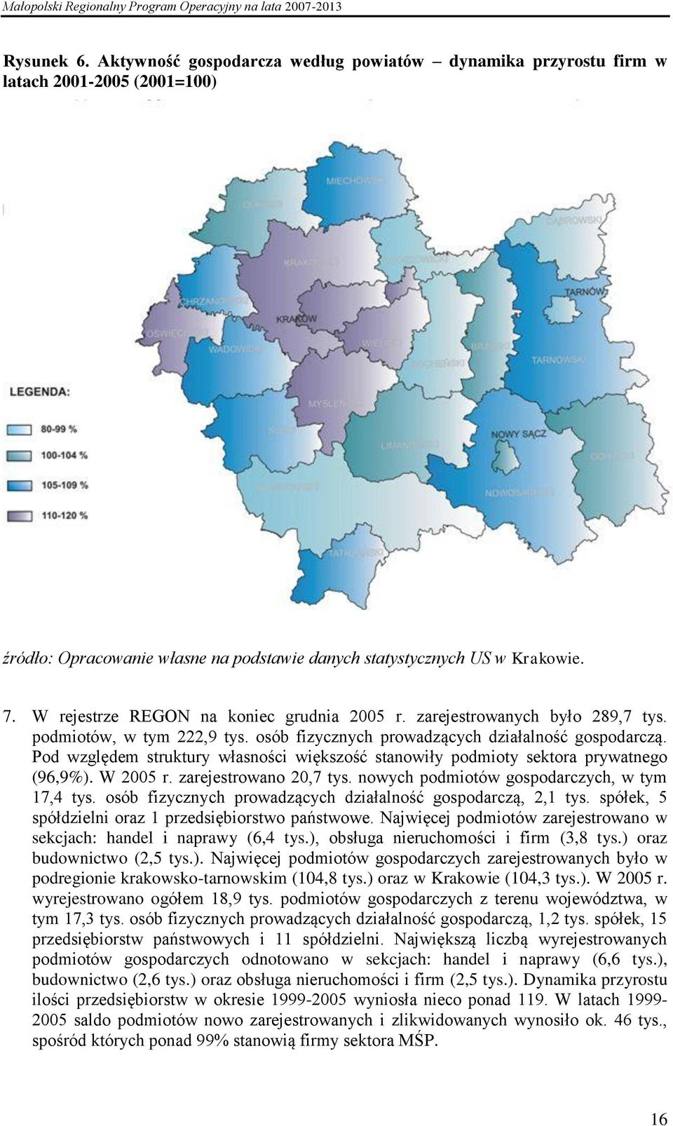 Pod względem struktury własności większość stanowiły podmioty sektora prywatnego (96,9%). W 2005 r. zarejestrowano 20,7 tys. nowych podmiotów gospodarczych, w tym 17,4 tys.