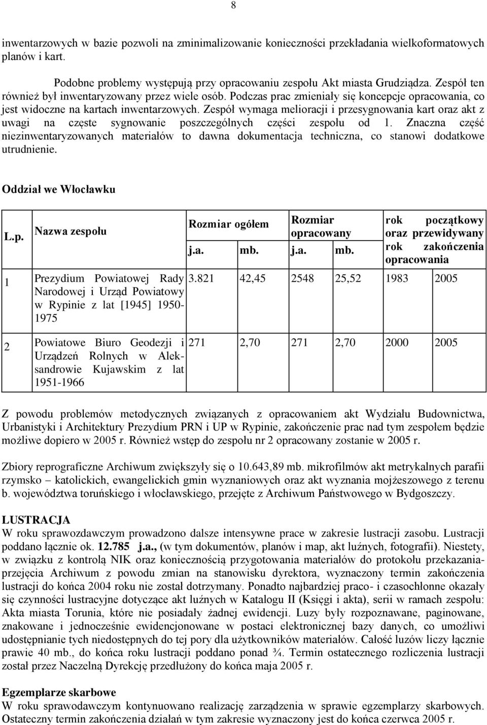 Zespół wymaga melioracji i przesygnowania kart oraz akt z uwagi na częste sygnowanie poszczególnych części zespołu od 1.