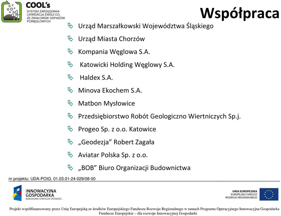 j. Progeo Sp. z o.o. Katowice Geodezja Robert Zagała Aviatar Polska Sp. z o.o. BOB Biuro Organizacji Budownictwa