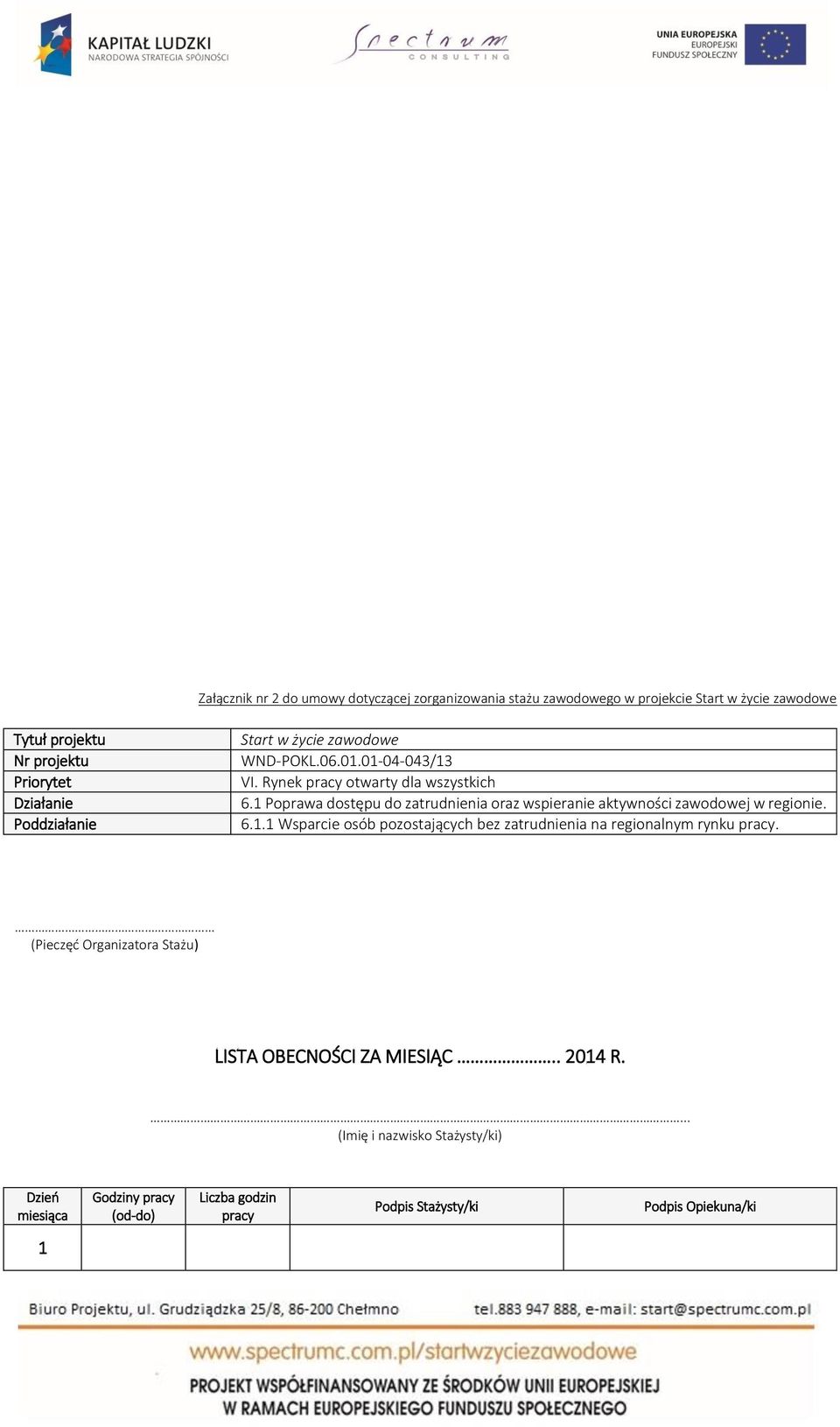 1 Poprawa dostępu do zatrudnienia oraz wspieranie aktywności zawodowej w regionie. 6.1.1 Wsparcie osób pozostających bez zatrudnienia na regionalnym rynku pracy.