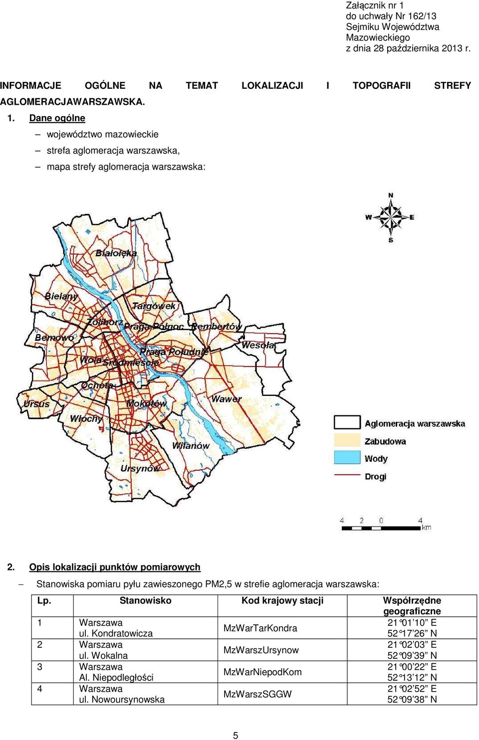Dane ogólne województwo mazowieckie strefa aglomeracja warszawska, mapa strefy aglomeracja warszawska: 2.