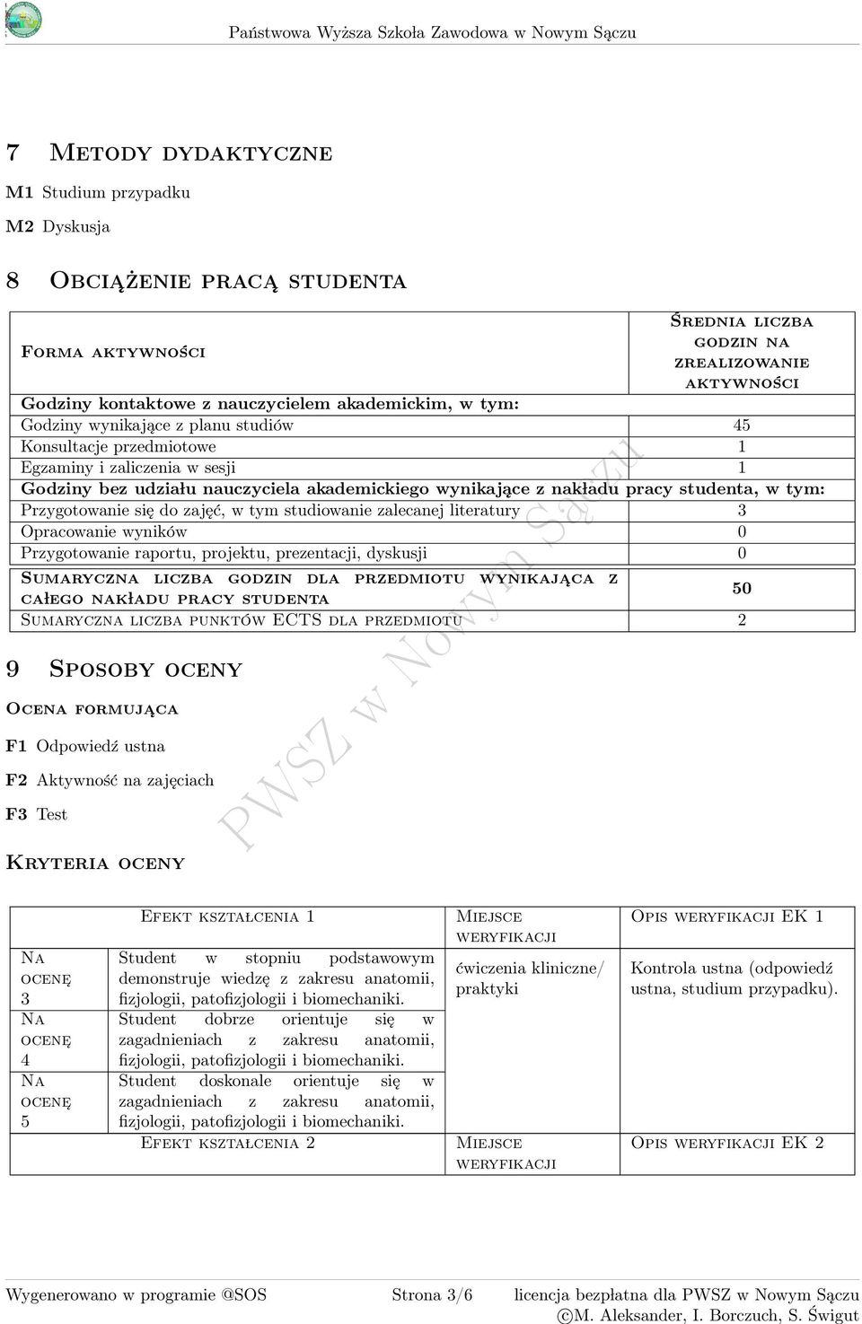 udzia lu nauczyciela akademickiego wynikające z nak ladu pracy studenta, w tym: Przygotowanie się do zajęć, w tym studiowanie zalecanej literatury Opracowanie wyników 0 Przygotowanie raportu,