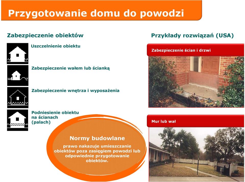 wyposaŝenia Podniesienie obiektu na ścianach (palach) Normy budowlane prawo