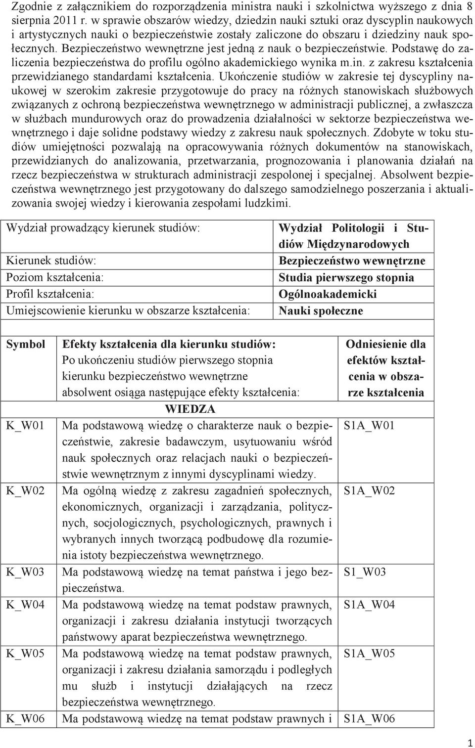 Bezpieczeństwo wewnętrzne jest jedną z nauk o bezpieczeństwie. Podstawę do zaliczenia bezpieczeństwa do profilu ogólno akademickiego wynika m.in.