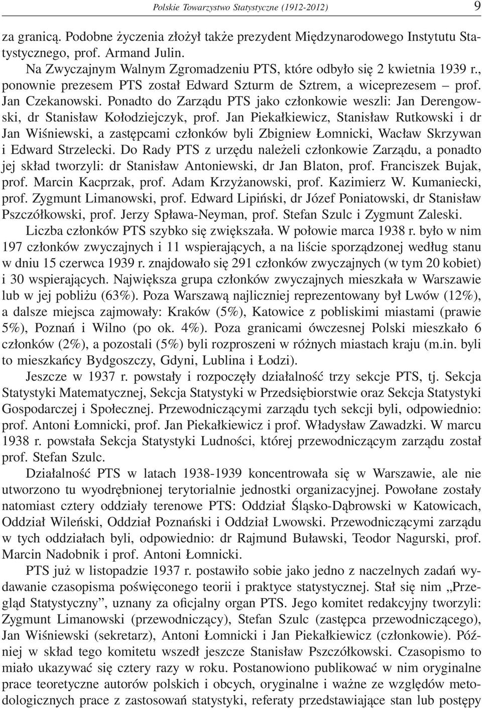 Ponadto do Zarządu PTS jako członkowie weszli: Jan Derengowski, dr Stanisław Kołodziejczyk, prof.