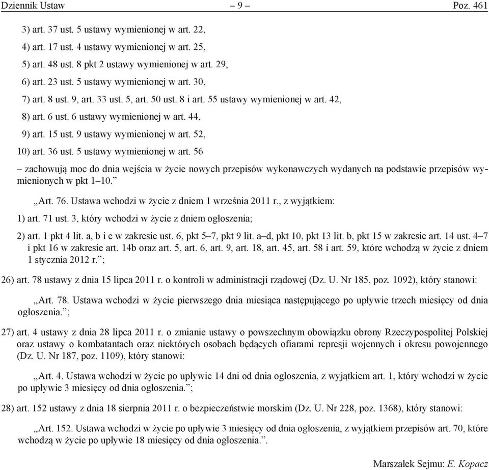 9 ustawy wymienionej w art. 52, 10) art. 36 ust. 5 ustawy wymienionej w art.