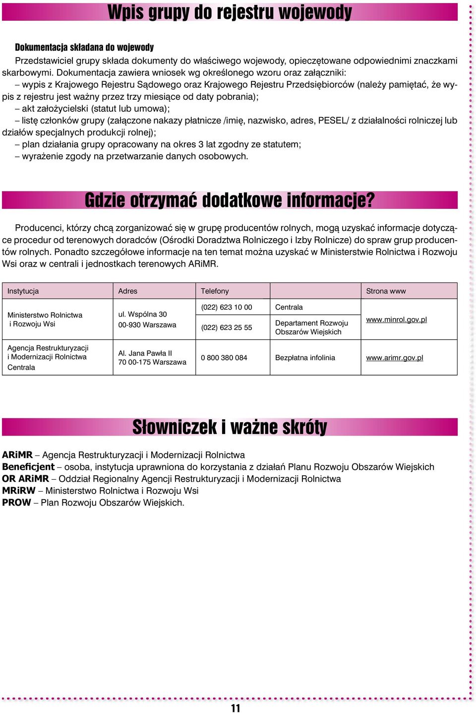 trzy miesiące od daty pobrania); akt założycielski (statut lub umowa); listę członków grupy (załączone nakazy płatnicze /imię, nazwisko, adres, PESEL/ z działalności rolniczej lub działów specjalnych