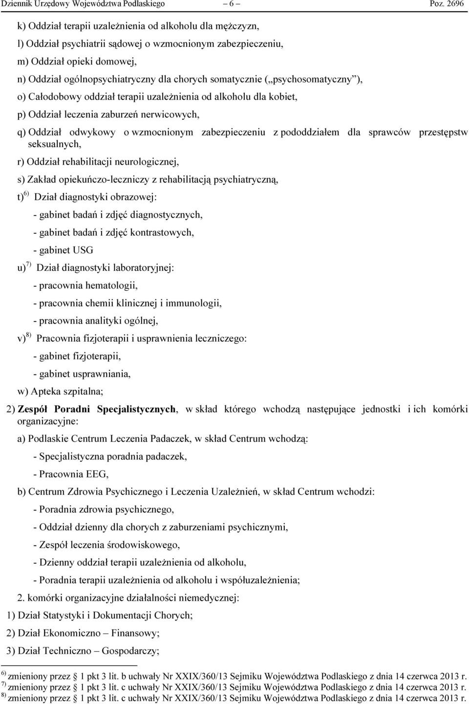 somatycznie ( psychosomatyczny ), o) Całodobowy oddział terapii uzależnienia od alkoholu dla kobiet, p) Oddział leczenia zaburzeń nerwicowych, q) Oddział odwykowy o wzmocnionym zabezpieczeniu z