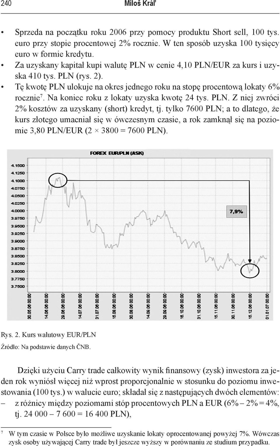 Na koniec roku z lokaty uzyska kwotę 24 tys. PLN. Z niej zwróci 2% kosztów za uzyskany (short) kredyt, tj.