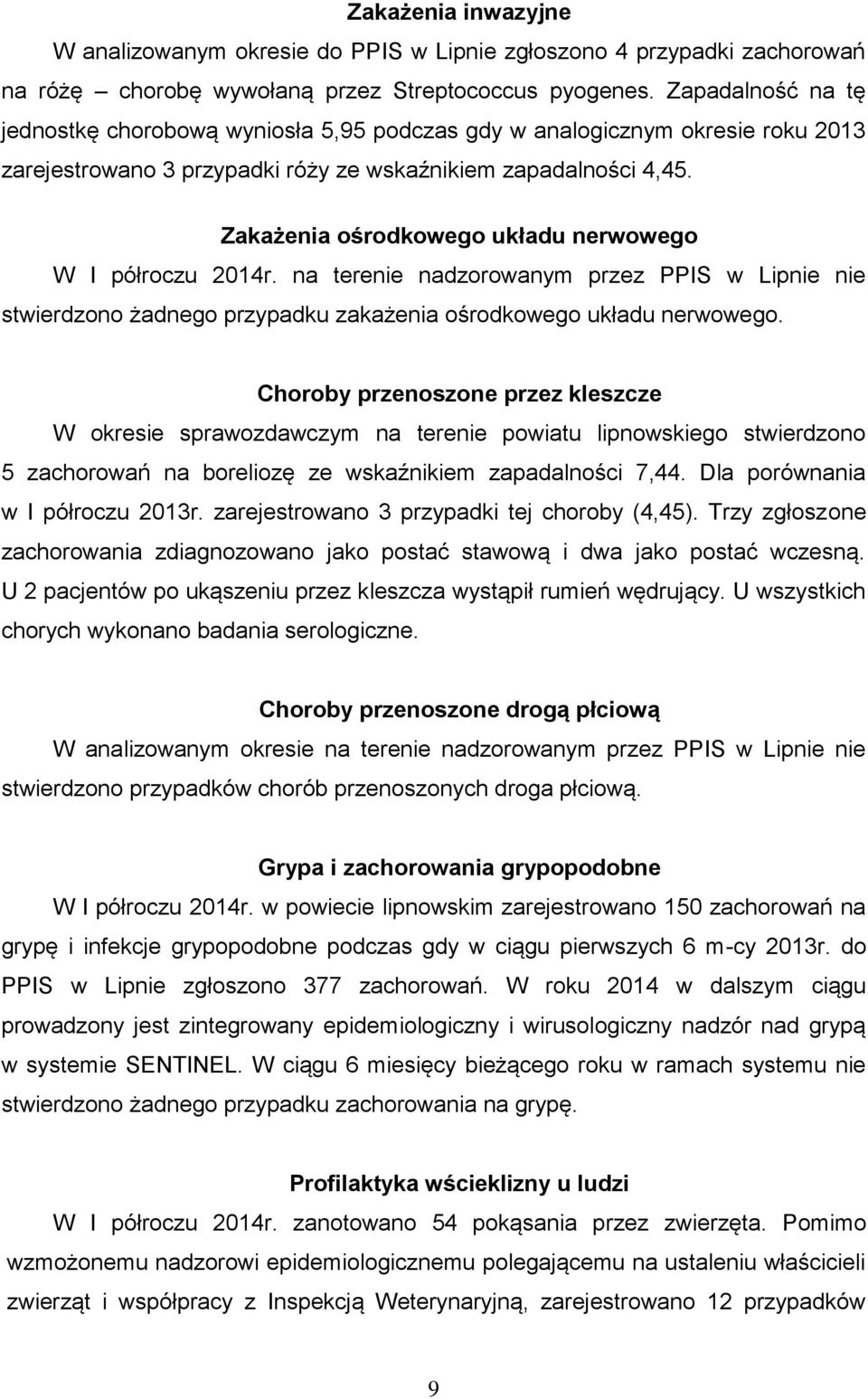 Zakażenia ośrodkowego układu nerwowego W I półroczu 2014r. na terenie nadzorowanym przez PPIS w Lipnie nie stwierdzono żadnego przypadku zakażenia ośrodkowego układu nerwowego.