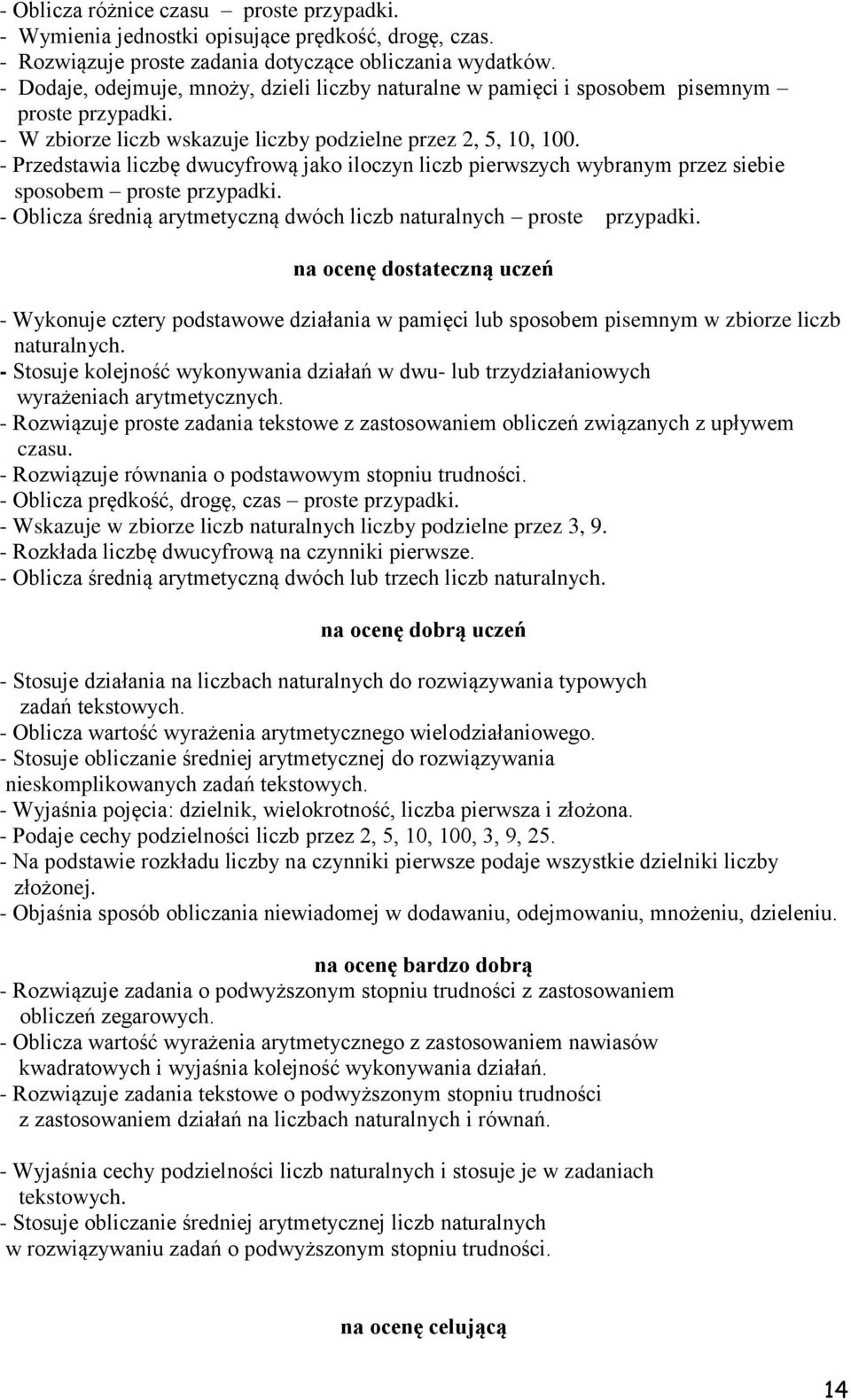 - Przedstawia liczbę dwucyfrową jako iloczyn liczb pierwszych wybranym przez siebie sposobem proste przypadki. - Oblicza średnią arytmetyczną dwóch liczb naturalnych proste przypadki.