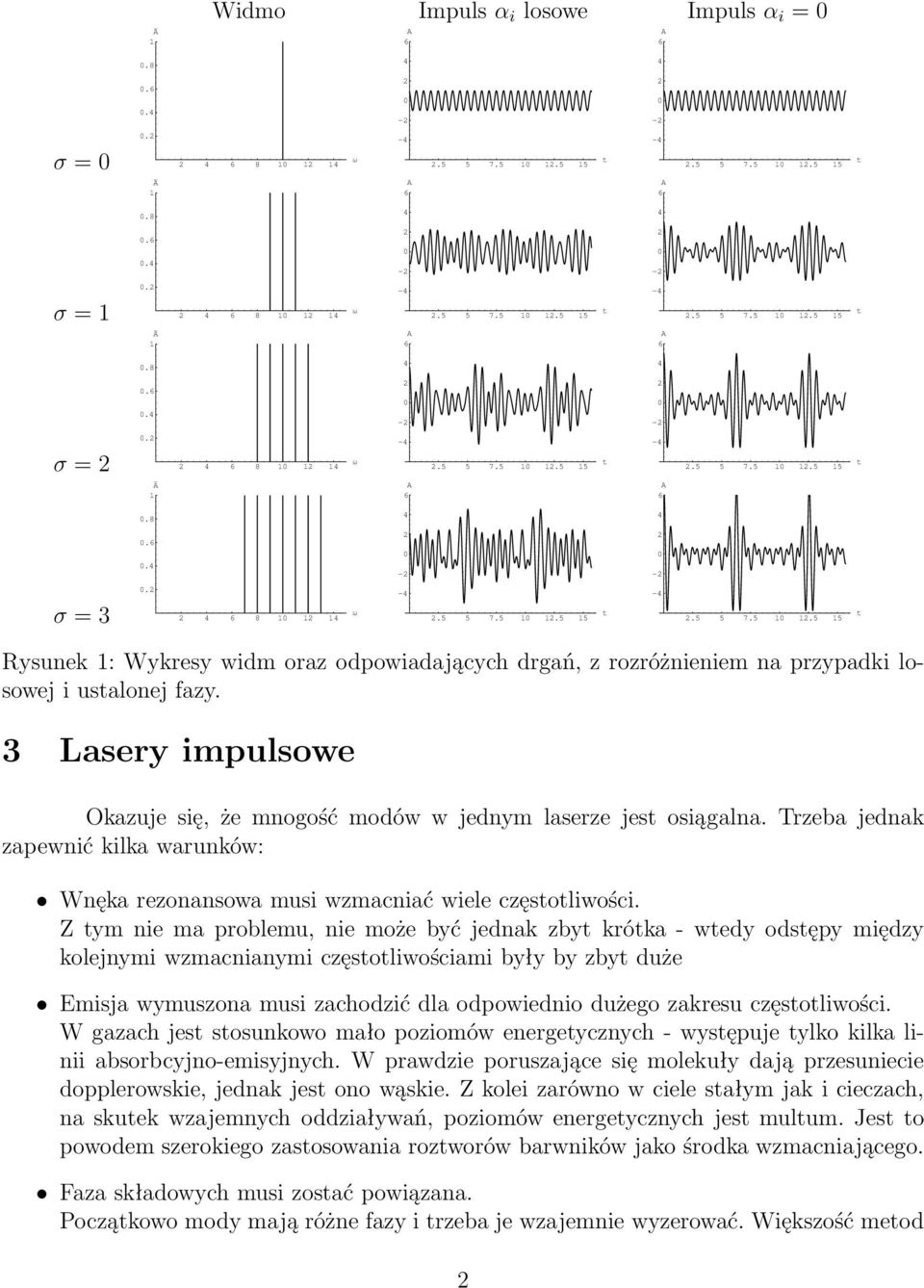 Zymniemaproblemu,niemożebyćjednakzbykróka-wedyodsępymiędzy kolejnymi wzmacnianymi częsoliwościami były by zby duże Emisja wymuszona musi zachodzić dla odpowiednio dużego zakresu częsoliwości.