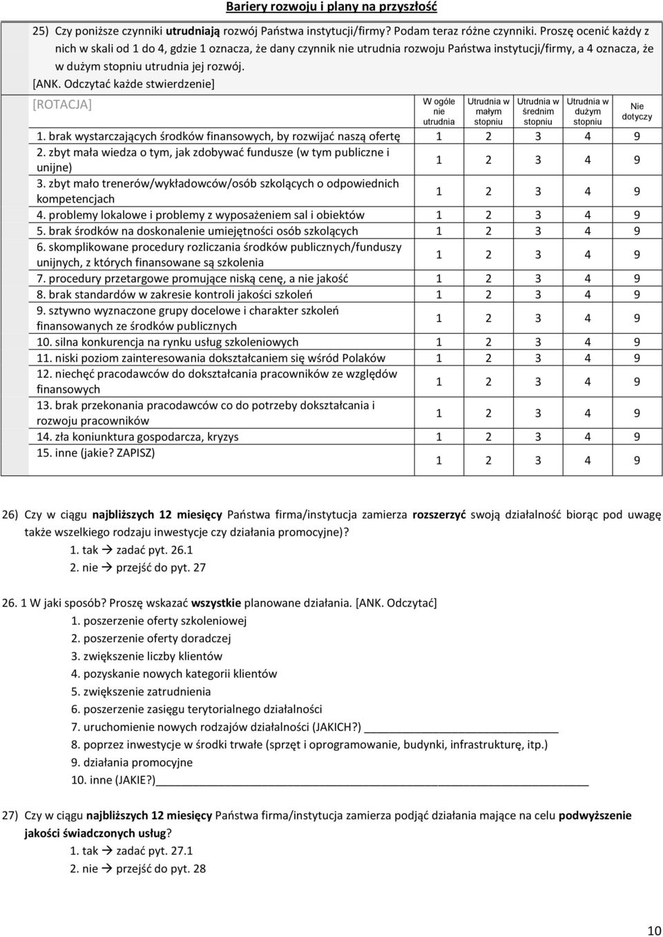 Odczytad każde stwierdzenie+ [ROTACJA] W ogóle nie utrudnia Utrudnia w małym stopniu Utrudnia w średnim stopniu Utrudnia w dużym stopniu 1.