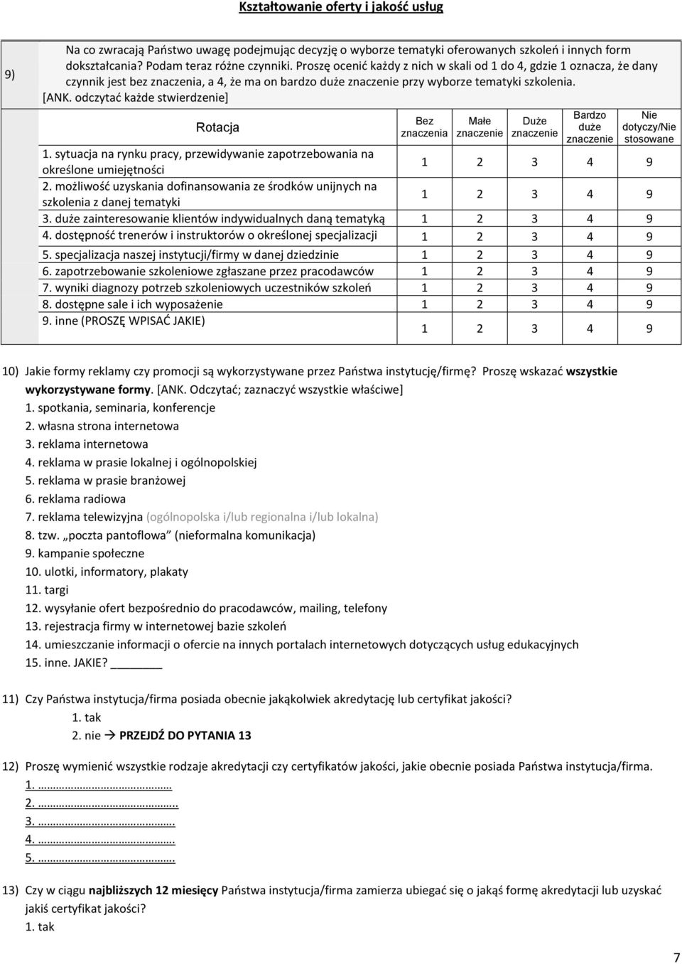 odczytad każde stwierdzenie+ Rotacja Bez znaczenia Małe znaczenie Duże znaczenie Bardzo duże znaczenie Nie dotyczy/nie stosowane 1.