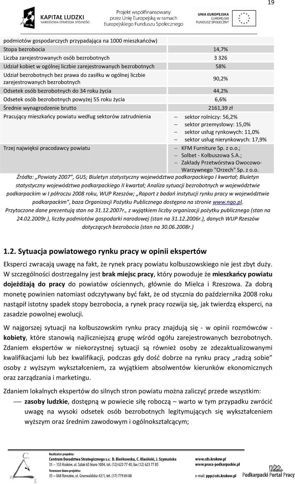 Średnie wynagrodzenie brutto 2161,39 zł Pracujący mieszkańcy powiatu według sektorów zatrudnienia sektor rolniczy: 56,2% sektor przemysłowy: 15,0% sektor usług rynkowych: 11,0% sektor usług