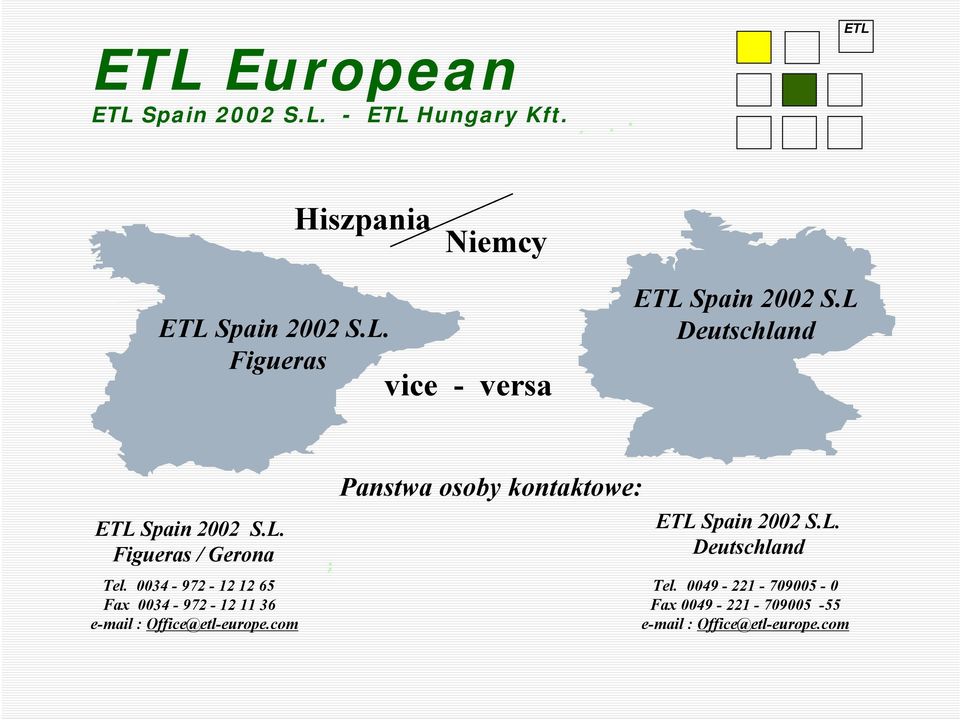 0034-972 - 12 12 65 Fax 0034-972 -12 11 36 e-mail: Office@etl-europe.