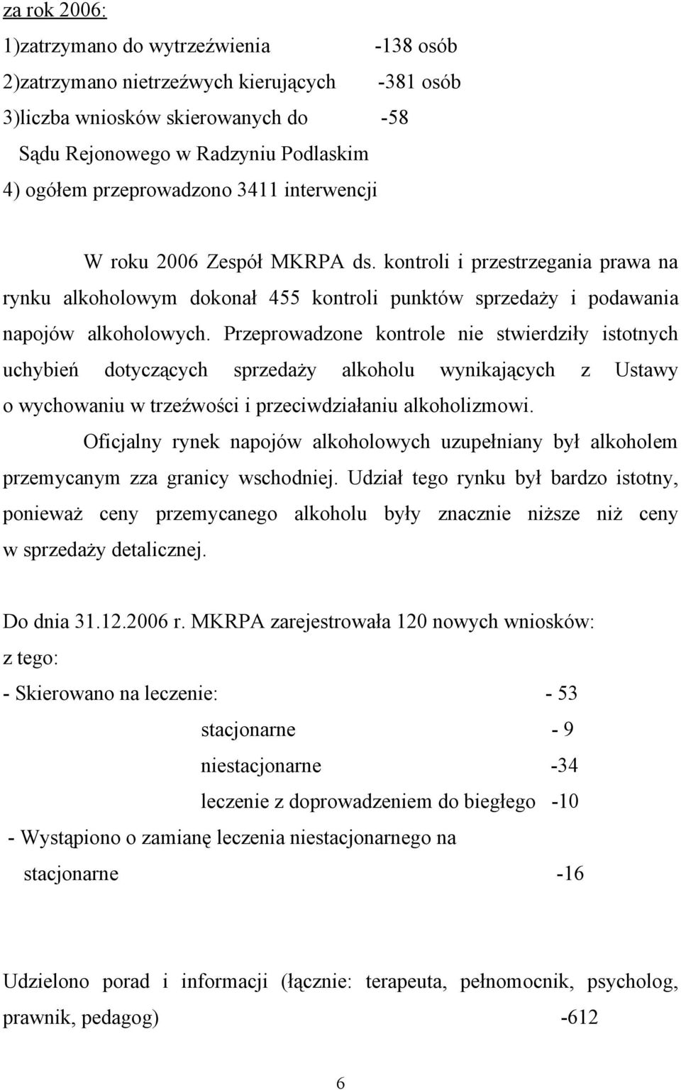 Przeprowadzone kontrole nie stwierdziły istotnych uchybień dotyczących sprzedaży alkoholu wynikających z Ustawy o wychowaniu w trzeźwości i przeciwdziałaniu alkoholizmowi.