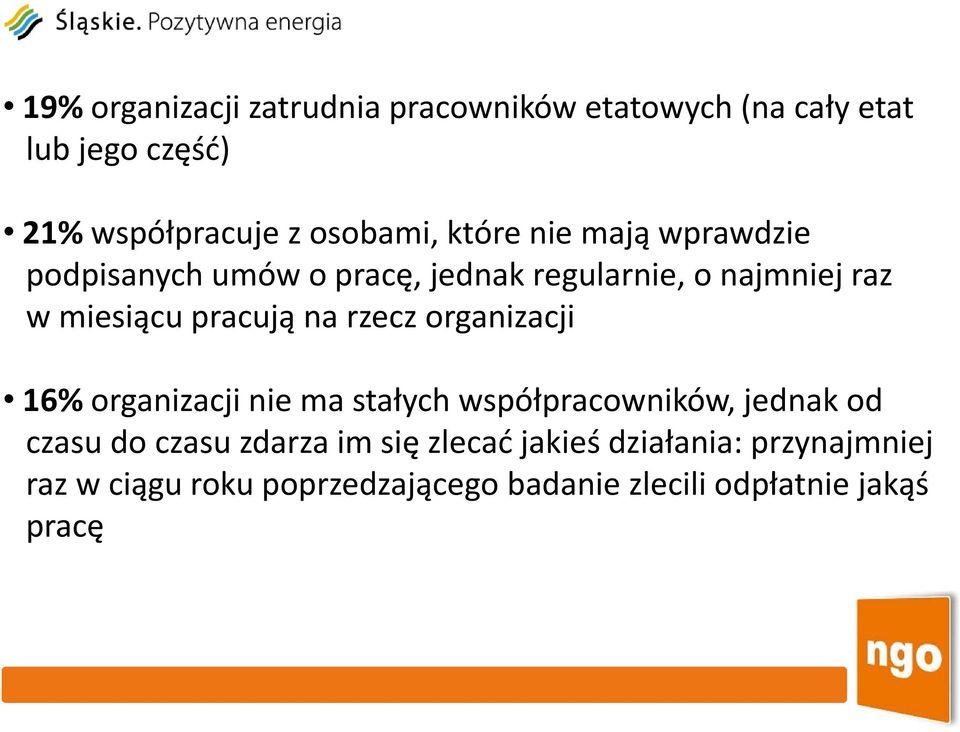 na rzecz organizacji 16% organizacjiniemastałych współpracowników, jednak od czasu do czasu zdarza im sięę