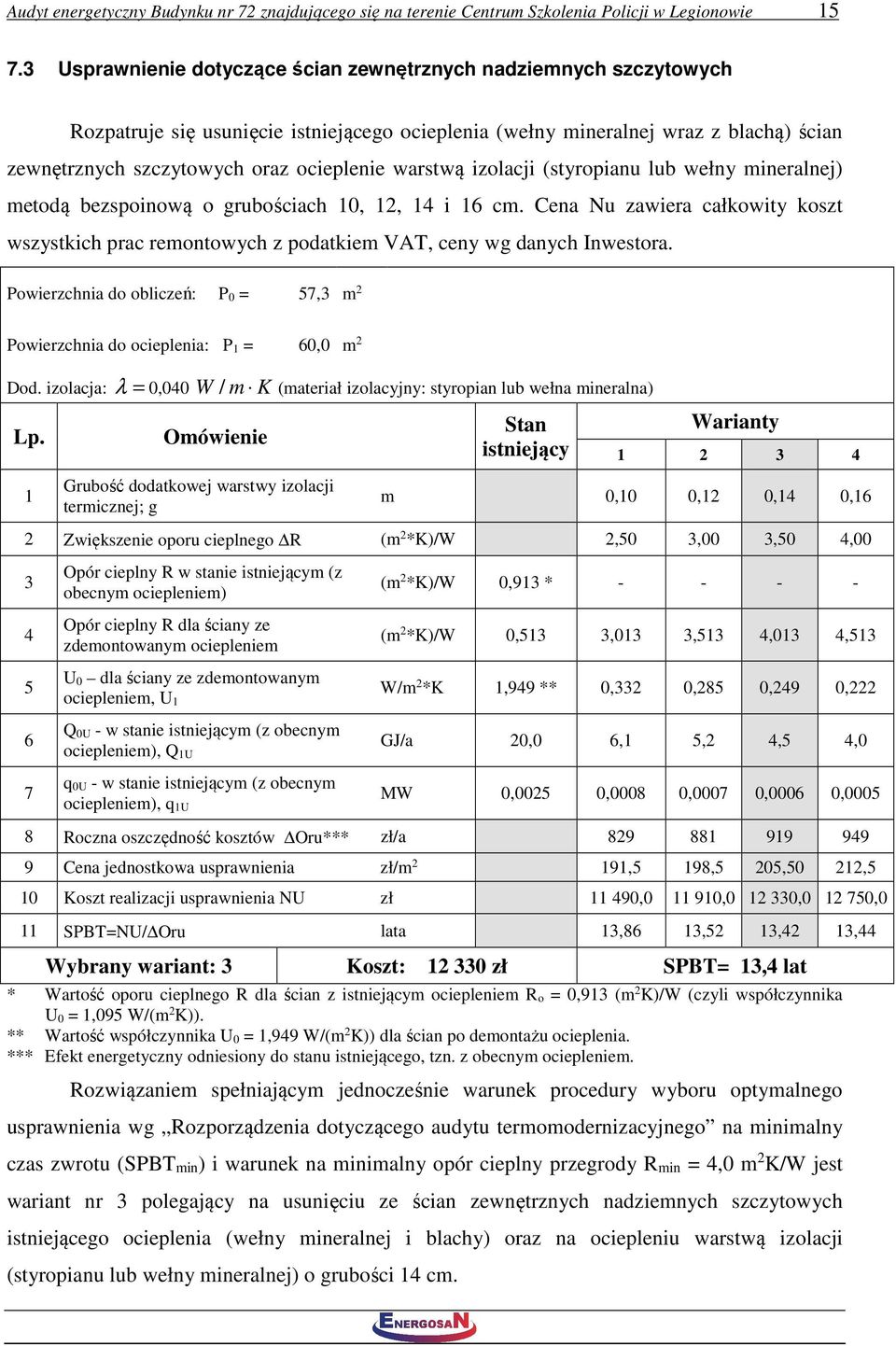 warstwą izolacji (styropianu lub wełny mineralnej) metodą bezspoinową o grubościach 10, 12, 14 i 16 cm.