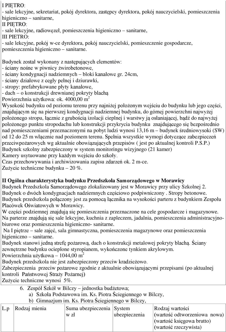 Budynek został wykonany z następujących elementów: - ściany nośne w piwnicy żwirobetonowe, - ściany kondygnacji nadziemnych bloki kanałowe gr.