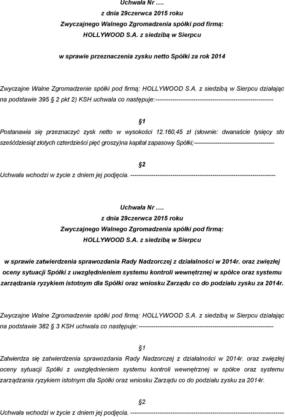 -------------------------------------------------------- Postanawia się przeznaczyć zysk netto w wysokości 12.