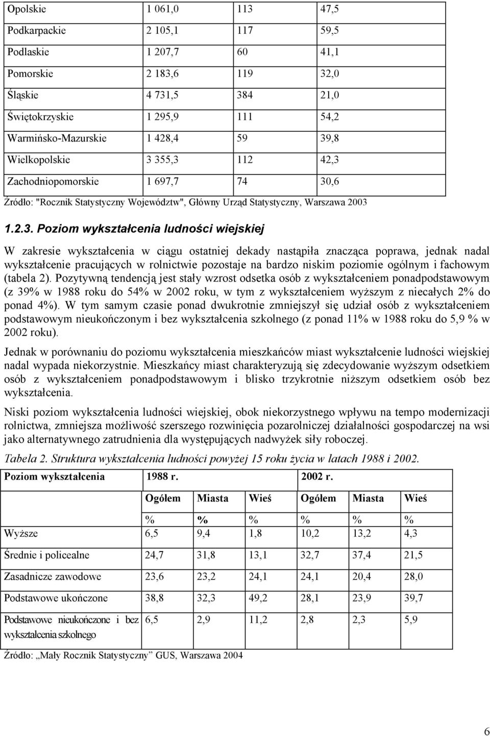 wiejskiej W zakresie wykształcenia w ciągu ostatniej dekady nastąpiła znacząca poprawa, jednak nadal wykształcenie pracujących w rolnictwie pozostaje na bardzo niskim poziomie ogólnym i fachowym