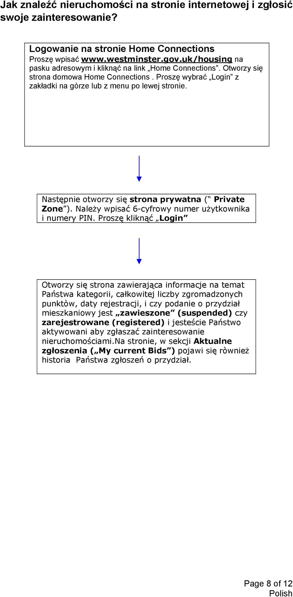 Następnie otworzy się strona prywatna ( Private Zone ). Należy wpisać 6-cyfrowy numer użytkownika i numery PIN.