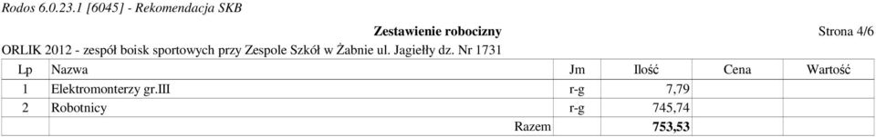 robocizny Strona 4/6 Lp Nazwa J Ilość Cena