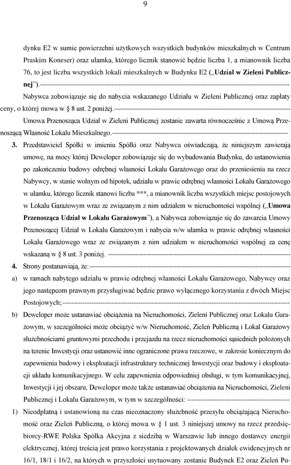 ---------------------------------------------------------------------------------------------------------------- Nabywca zobowiązuje się do nabycia wskazanego Udziału w Zieleni Publicznej oraz