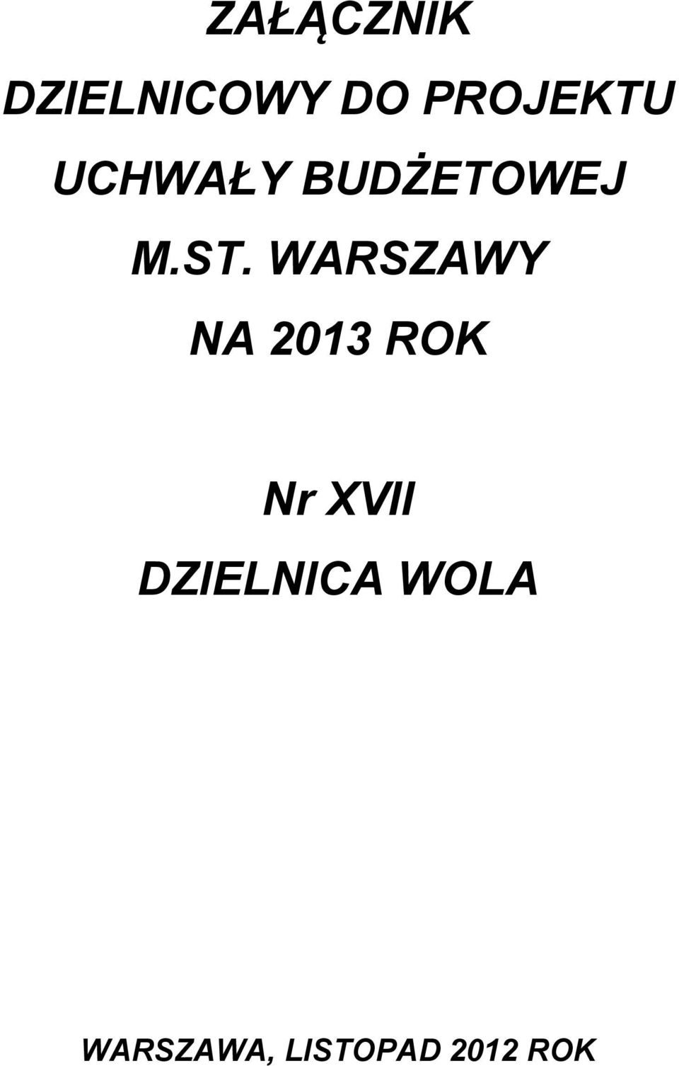 WARSZAWY NA 2013 ROK Nr XVII