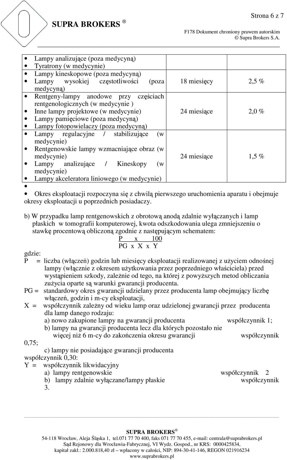 stabilizujące (w medycynie) Rentgenowskie lampy wzmacniające obraz (w medycynie) 24 miesiące 1,5 % Lampy analizujące / Kineskopy (w medycynie) Lampy akceleratora liniowego (w medycynie) Okres