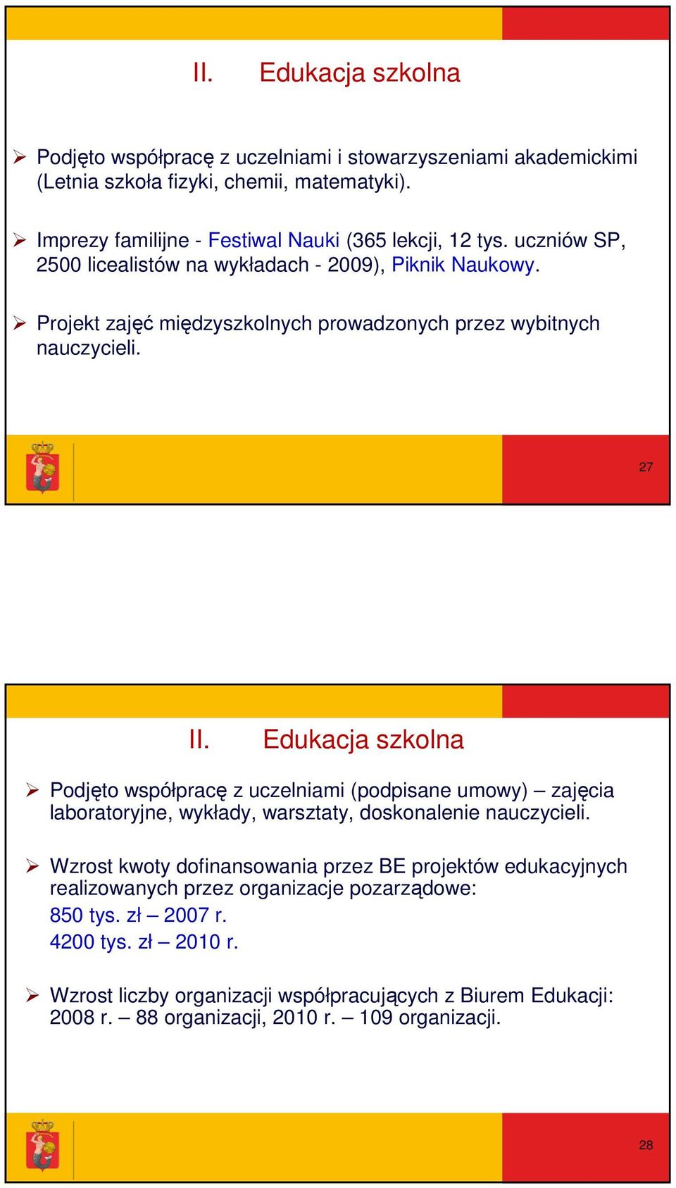 Podjęto współpracę z uczelniami (podpisane umowy) zajęcia laboratoryjne, wykłady, warsztaty, doskonalenie nauczycieli.