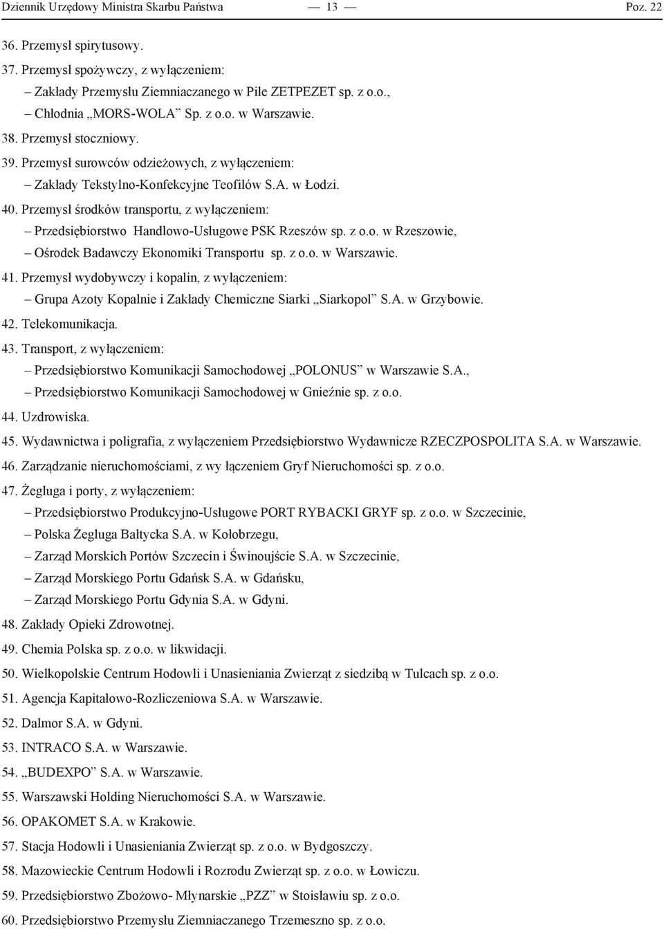 Przemysł środków transportu, z wyłączeniem: Przedsiębiorstwo Handlowo-Usługowe PSK Rzeszów sp. z o.o. w Rzeszowie, Ośrodek Badawczy Ekonomiki Transportu sp. z o.o. w Warszawie. 41.