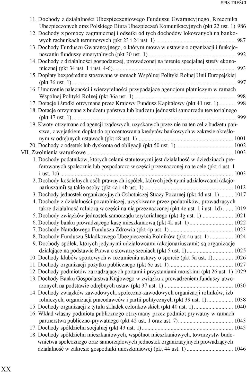 Dochody Funduszu Gwarancyjnego, o którym mowa w ustawie o organizacji i funkcjonowaniu funduszy emerytalnych (pkt 30 ust. 1)... 992 14.