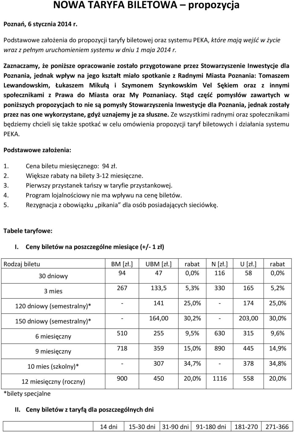 Zaznaczamy, że poniższe opracowanie zostało przygotowane przez Stowarzyszenie Inwestycje dla Poznania, jednak wpływ na jego kształt miało spotkanie z Radnymi Miasta Poznania: Tomaszem Lewandowskim,