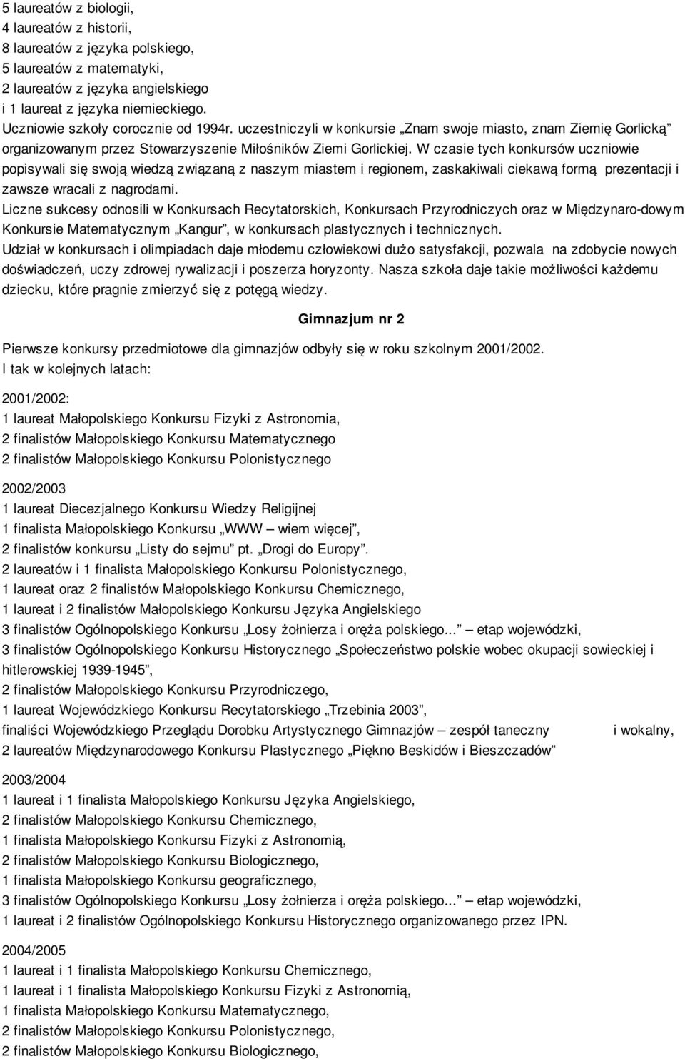 W czasie tych konkursów uczniowie popisywali się swoją wiedzą związaną z naszym miastem i regionem, zaskakiwali ciekawą formą prezentacji i zawsze wracali z nagrodami.