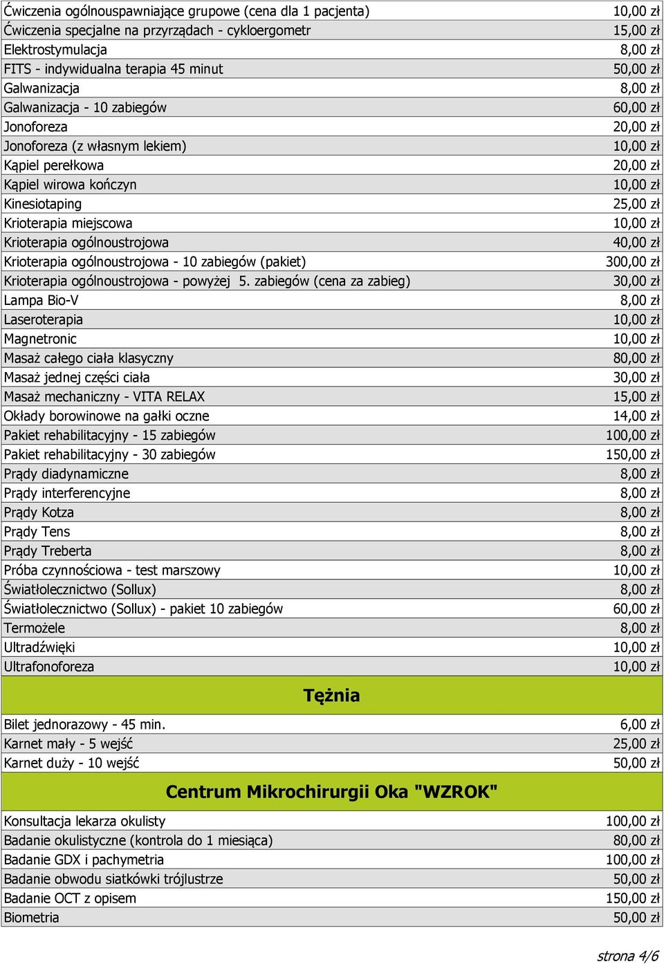 (pakiet) Krioterapia ogólnoustrojowa - powyżej 5.