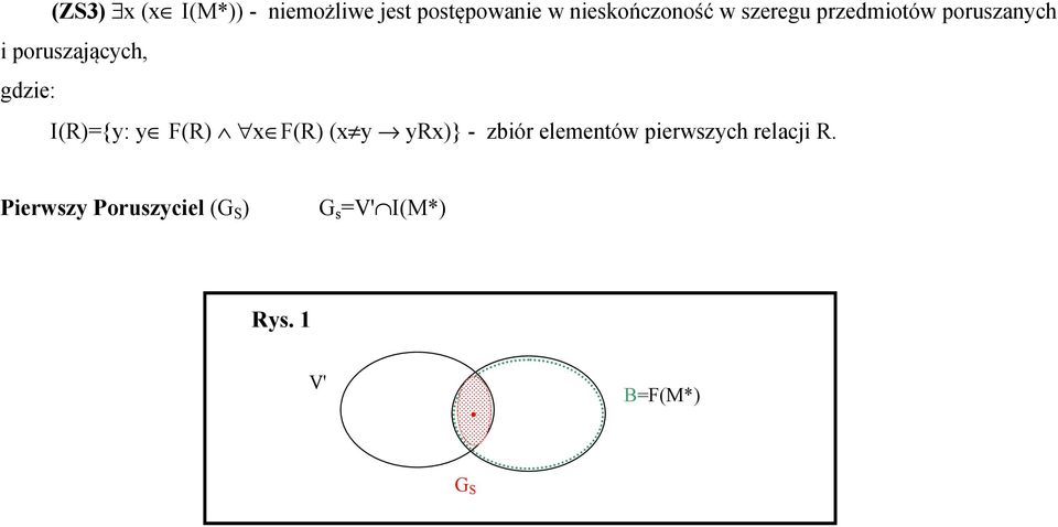 I(R)={y: y F(R) x F(R) (x y yrx)} - zbiór elementów pierwszych