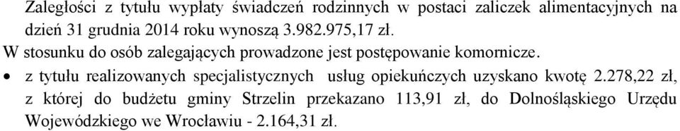 W stosunku do osób zalegających prowadzone jest postępowanie komornicze.