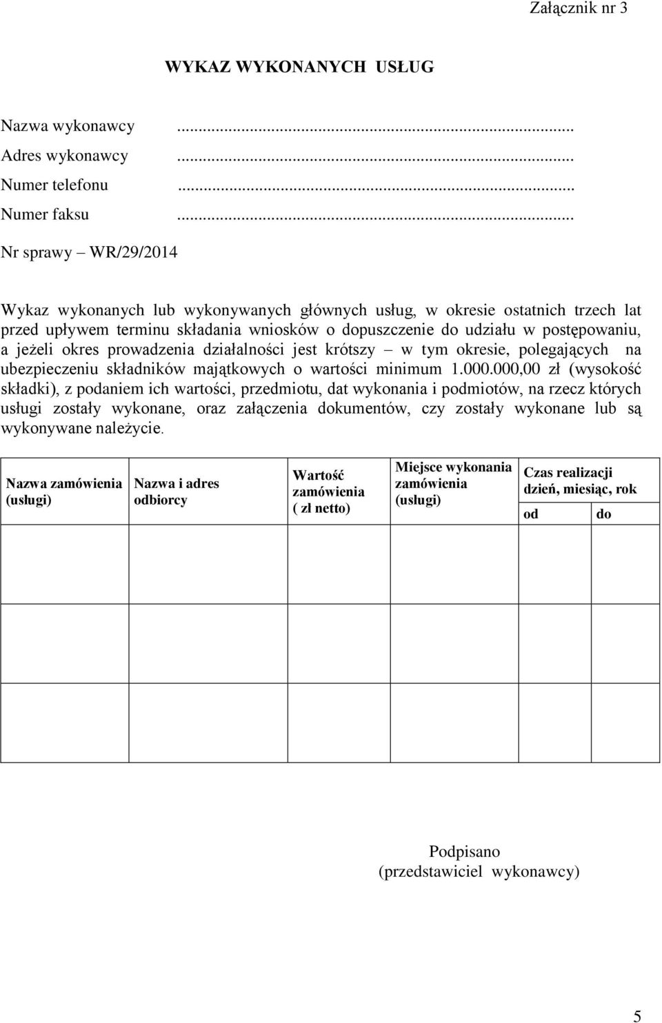 okres prowadzenia działalności jest krótszy w tym okresie, polegających na ubezpieczeniu składników majątkowych o wartości minimum 1.000.