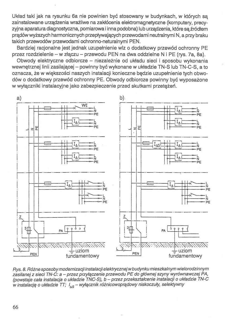 Bardziej racjonalne jest jednak uzupełnienie wiz o dodatkowy przewód ochronny PE przez rozdzielenie - w złączu - przewodu PEN na dwa oddzielne N i PE (rys. 7a, 8a).